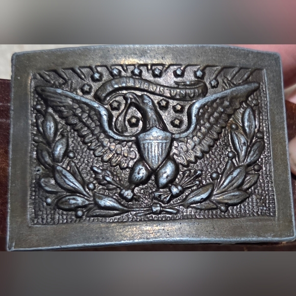 Vintage God Bless America Brown Leather Belt with Eagle Buckle - Picture 2 of 12